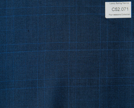 C52.071 Kevinlli Four Season Colletion - Vải 50% Wool - Xanh navy Caro